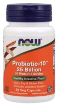 NOW® Foods NOW Probiotic-10, probiotiká, 25 miliárd CFU, 10 kmeňov, 30 rastlinných kapsúl