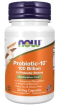 NOW® Foods NOW Probiotic-10, probiotiká, 100 miliárd CFU, 10 kmeňov, 30 rastlinných kapsúl