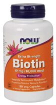 NOW® Foods NOW Biotin, 10 mg Extra Strength, 120 rastlinných kapsúl