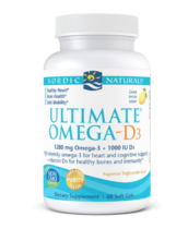 Nordic Naturals Ultimate Omega 1280 mg s vitamínom D, Citrón, 60 softgelových kapsúl