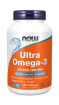 NOW® Foods NOW Ultra omega-3, 250 DHA/500 EPA, 180 softgelových kapslí