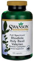 Swanson Full Spectrum Rhodiola Holy Basil Valerian Stres Complex (Rhodiola, Bazalka indická, Kozlík ...