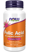 NOW® Foods NOW Folic Acid (kyselina listová), 800 mcg, 250 tablet