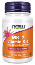 NOW® Foods NOW MK-7 Vitamin K2, 300 mcg, Extra silný, 60 rostlinných kapslí