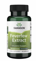 Swanson Feverfew Extrakt (Řimbaba obecná), standardizovaný extrakt, 500 mg, 60 kapslí