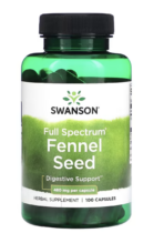 Swanson Full Spectrum Fennel Seed, římský kmín, 480 mg, 100 kapslí