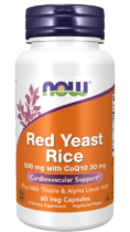 NOW® Foods NOW Red Yeast Rice & CoQ1O, Červená kvasnicová rýže s CoQ10, 600 mg, 60 rostlinných k...