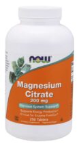 NOW® Foods NOW Magnesium Citrate (horčík citrát), 200 mg, 250 tabliet