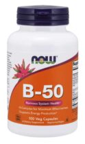 NOW® Foods NOW Vitamin B-50 Complex, 100 rastlinných kapsúl