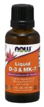 NOW® Foods NOW Tekutý vitamín D3 & vitamín K2 MK-7, 500 IU & 20 ug v 1 kvapke, 30 ml