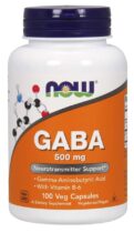 NOW® Foods NOW GABA 500 mg + 2mg Vitamín B6 (kyselina gama aminomaslová), 200 kapsúl