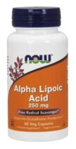 NOW® Foods NOW Alpha Lipoic Acid (Kyselina Alfa Lipoová), 250 mg, 60 rastlinných kapsúl